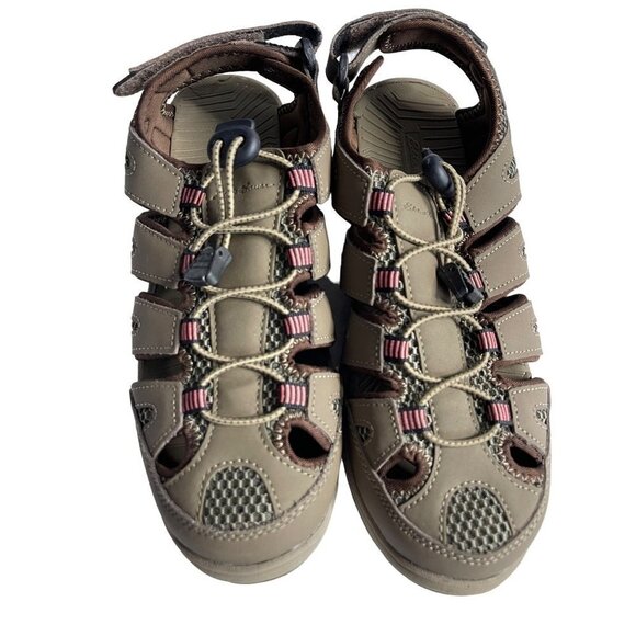 Eddie Bauer Blakely Brown Leather Hiking Walking Sandals Women Size 8 - Picture 1 of 7